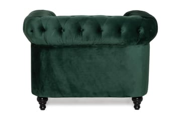 Chesterfield Lyx Stor behagelig dyp fløyelfotøyd – Fotøyd til stue - Mørkegrønn Fløyel - Møbler - Stoler & lenestoler - Lenestoler - Chesterfield lenestol