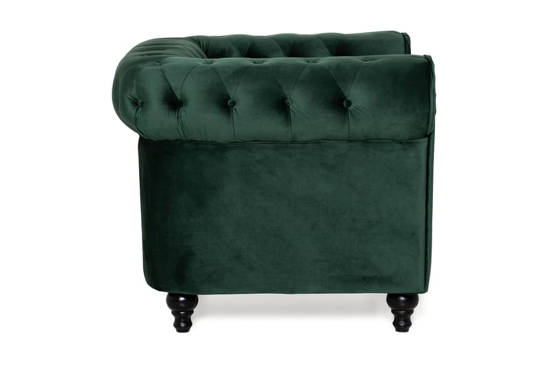 Chesterfield Lyx Stor behagelig dyp fløyelfotøyd – Fotøyd til stue - Mørkegrønn Fløyel - Møbler - Stoler & lenestoler - Lenestoler - Chesterfield lenestol
