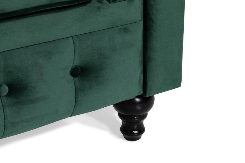 Chesterfield Lyx Stor behagelig dyp fløyelfotøyd – Fotøyd til stue - Mørkegrønn Fløyel - Møbler - Stoler & lenestoler - Lenestoler - Chesterfield lenestol