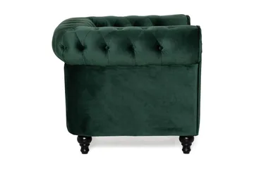 Chesterfield Lyx Stor behagelig dyp fløyelfotøyd – Fotøyd til stue - Mørkegrønn - Møbler - Stoler & lenestoler - Lenestoler - Chesterfield lenestol