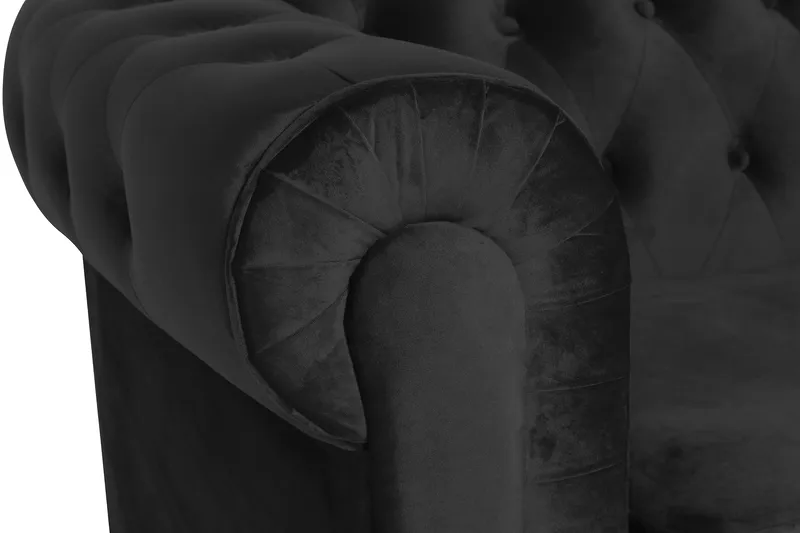 Chesterfield Lyx Stor behagelig dyp fløyelfotøyd – Fotøyd til stue - Svart Fløyel - Møbler - Stoler & lenestoler - Lenestoler - Chesterfield lenestol