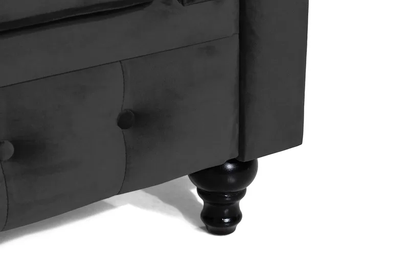 Chesterfield Lyx Stor behagelig dyp fløyelfotøyd – Fotøyd til stue - Svart Fløyel - Møbler - Stoler & lenestoler - Lenestoler - Chesterfield lenestol