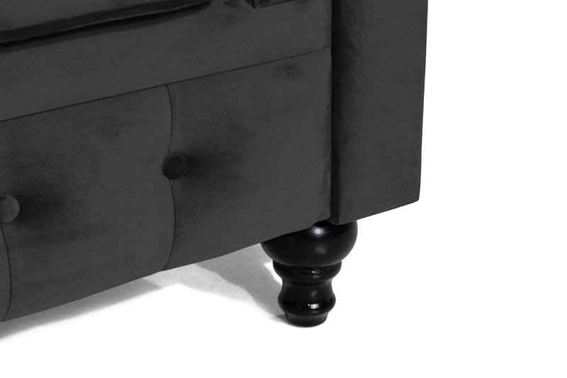 Chesterfield Lyx Stor behagelig dyp fløyelfotøyd – Fotøyd til stue - Svart Fløyel - Møbler - Stoler & lenestoler - Lenestoler - Chesterfield lenestol