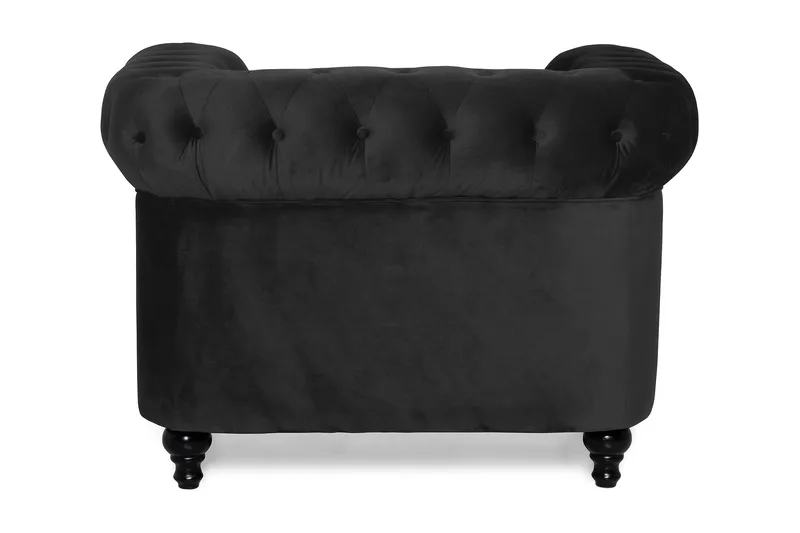 Chesterfield Lyx Stor behagelig dyp fløyelfotøyd – Fotøyd til stue - Svart Fløyel - Møbler - Stoler & lenestoler - Lenestoler - Chesterfield lenestol