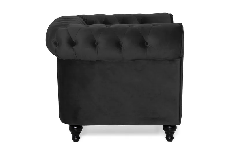 Chesterfield Lyx Stor behagelig dyp fløyelfotøyd – Fotøyd til stue - Svart Fløyel - Møbler - Stoler & lenestoler - Lenestoler - Chesterfield lenestol
