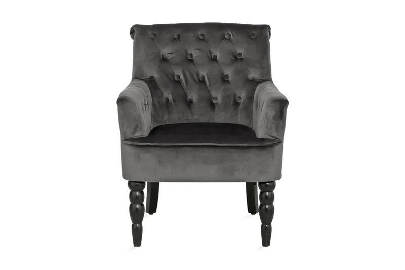 Naoki Lenestol Fløyel - Grå - Møbler - Stoler & lenestoler - Lenestoler - Chesterfield lenestol