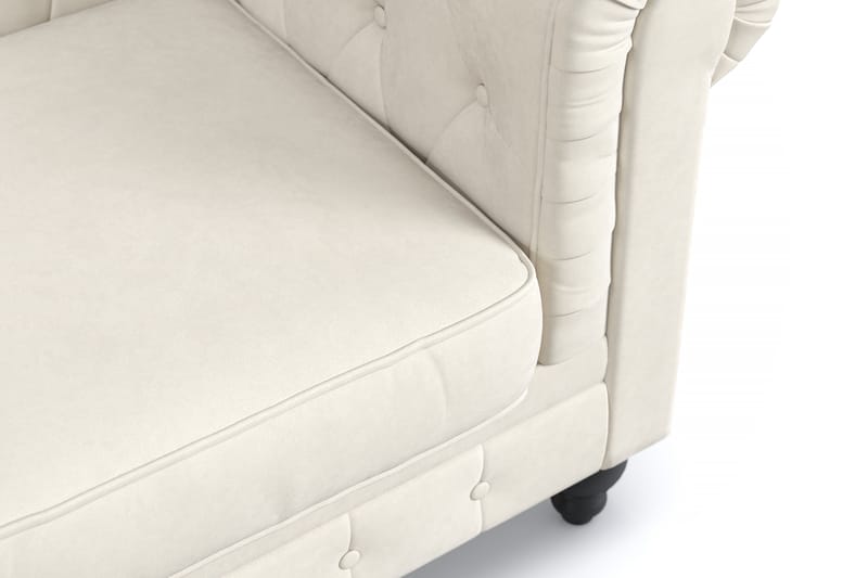 Chesterfield Lyx Stor behagelig dyp fløyelfotøyd – Fotøyd til stue - Beige Fløyel - Møbler - Stoler & lenestoler - Lenestoler - Chesterfield lenestol