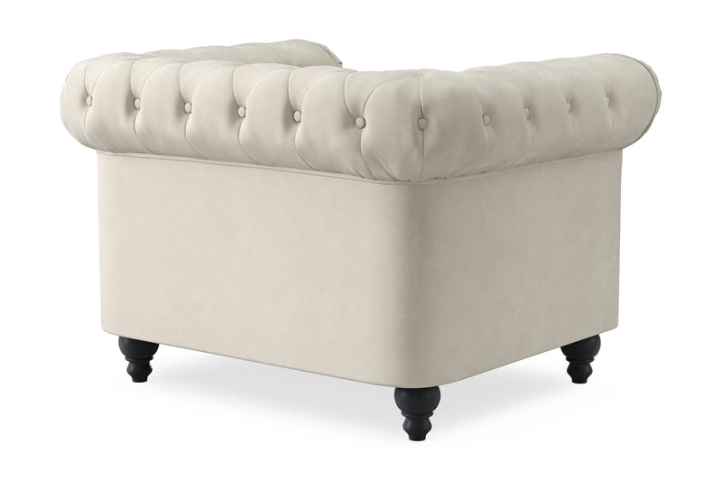 Chesterfield Lyx Stor behagelig dyp fløyelfotøyd – Fotøyd til stue - Beige Fløyel - Møbler - Stoler & lenestoler - Lenestoler - Chesterfield lenestol