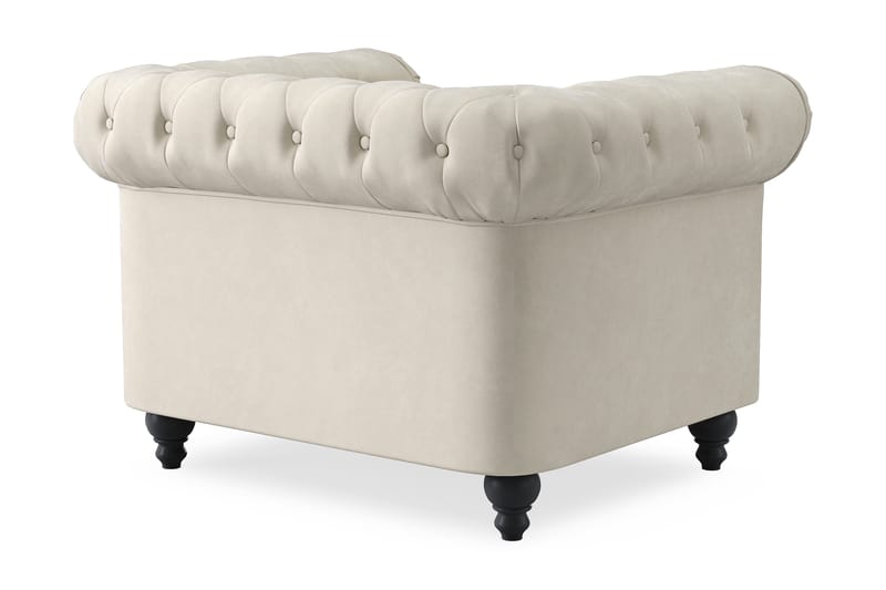 Chesterfield Lyx Stor behagelig dyp fløyelfotøyd – Fotøyd til stue - Beige Fløyel - Møbler - Stoler & lenestoler - Lenestoler - Chesterfield lenestol