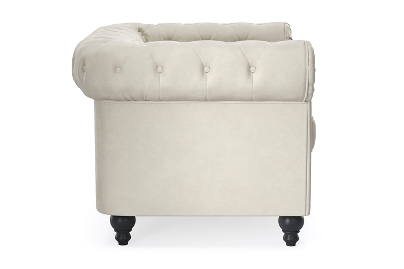 Chesterfield Lyx Stor behagelig dyp fløyelfotøyd – Fotøyd til stue - Beige Fløyel - Møbler - Stoler & lenestoler - Lenestoler - Chesterfield lenestol