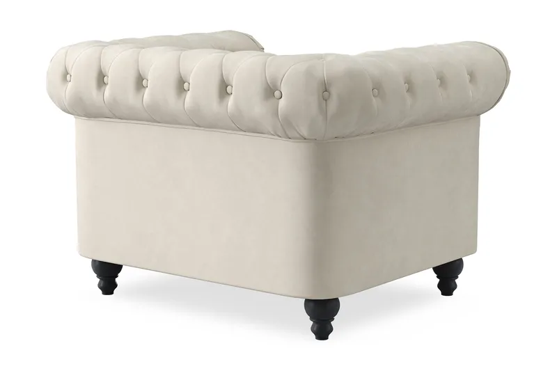 Chesterfield Lyx Stor behagelig dyp fløyelfotøyd – Fotøyd til stue - Beige - Møbler - Stoler & lenestoler - Lenestoler - Chesterfield lenestol