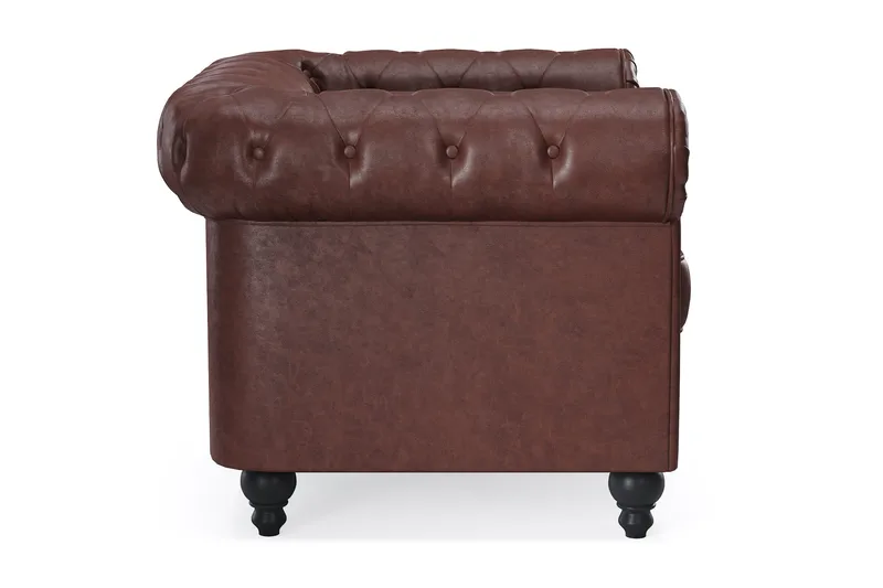 Chesterfield Lyx Stor behagelig dyp fotøyd i kunstskinn til stue - Mørk brun PU - Møbler - Stoler & lenestoler - Lenestoler - Chesterfield lenestol