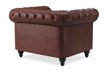 Chesterfield Lyx Stor behagelig dyp fotøyd i kunstskinn til stue - Mørkebrun - Møbler - Stoler & lenestoler - Lenestoler - Lenestol skinn