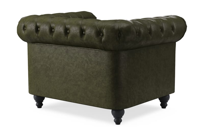 Chesterfield Lyx Stor behagelig dyp fotøyd til stue - Mørkegrønn PU - Møbler - Stoler & lenestoler - Lenestoler - Chesterfield lenestol