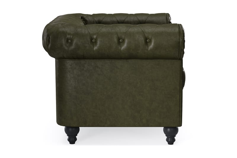 Chesterfield Lyx Stor behagelig dyp fotøyd til stue - Mørkegrønn PU - Møbler - Stoler & lenestoler - Lenestoler - Chesterfield lenestol