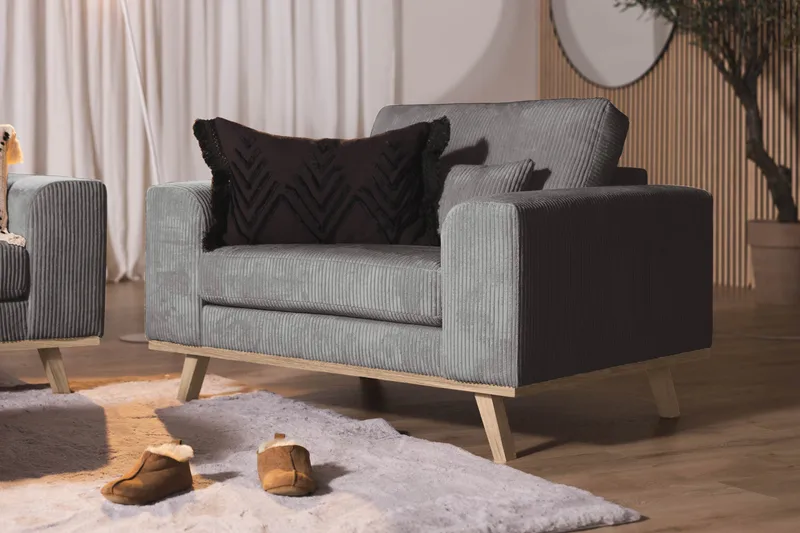 Copenhagen Lenestol Cordfl øyel - Grå - Møbler - Stoler & lenestoler - Lenestoler