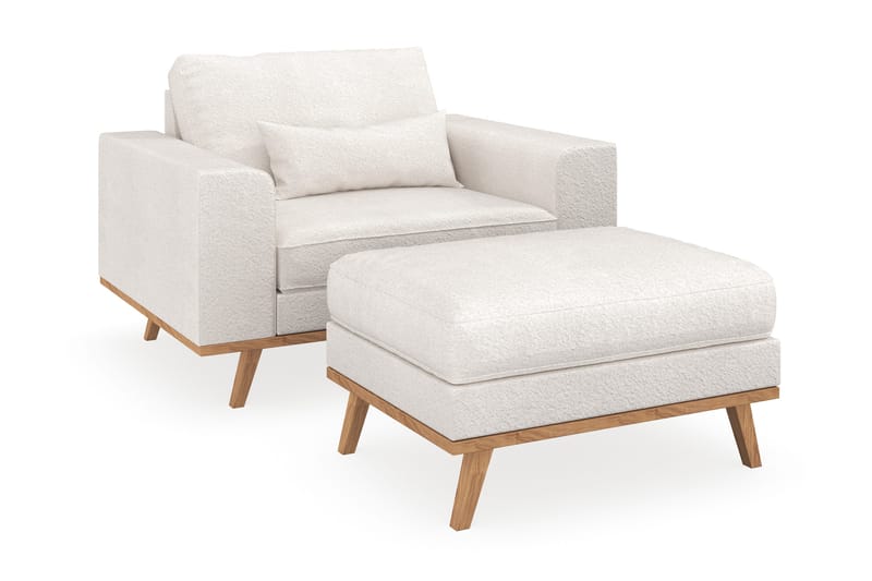 Copenhagen Lenestol med Fotskammel - Hvit - Møbler - Stoler & lenestoler - Lenestoler - Lenestol med fotskammel