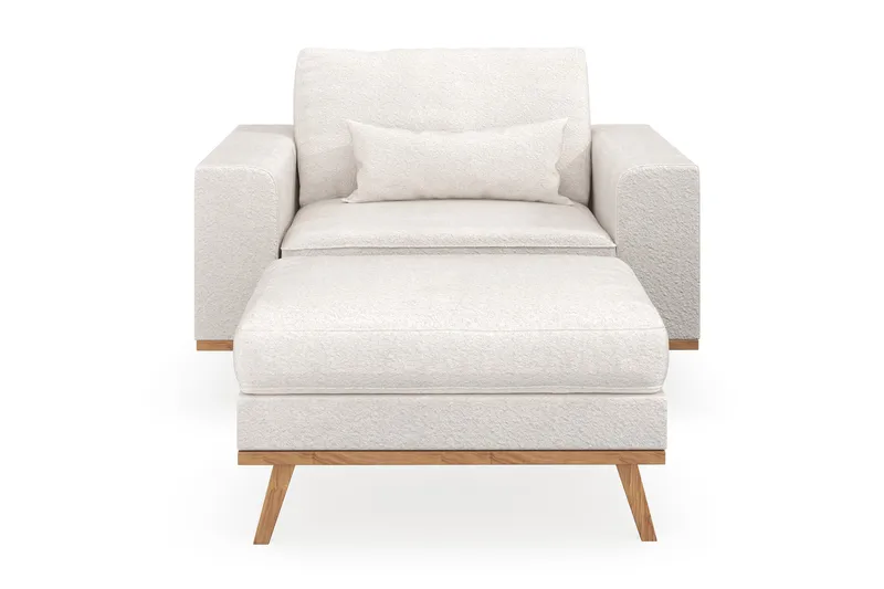 Copenhagen Lenestol med Fotskammel - Hvit - Møbler - Stoler & lenestoler - Lenestoler - Lenestol med fotskammel