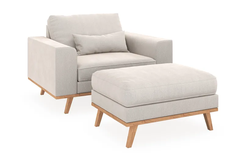 Copenhagen Lenestol med Fotskammel, Kremhvit