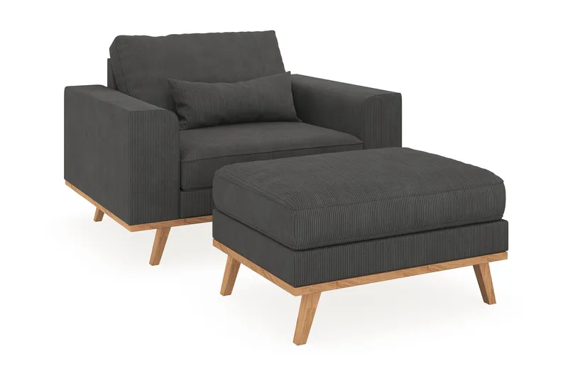 Copenhagen Lenestol med Fotskammel - Mørkegrå - Møbler - Stoler & lenestoler - Lenestoler - Lenestol med fotskammel