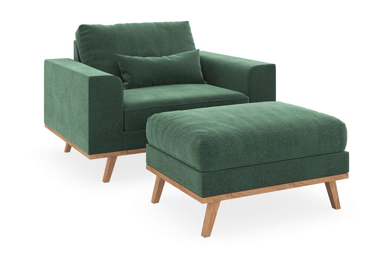 Copenhagen Lenestol med Fotskammel, Mørkegrønn