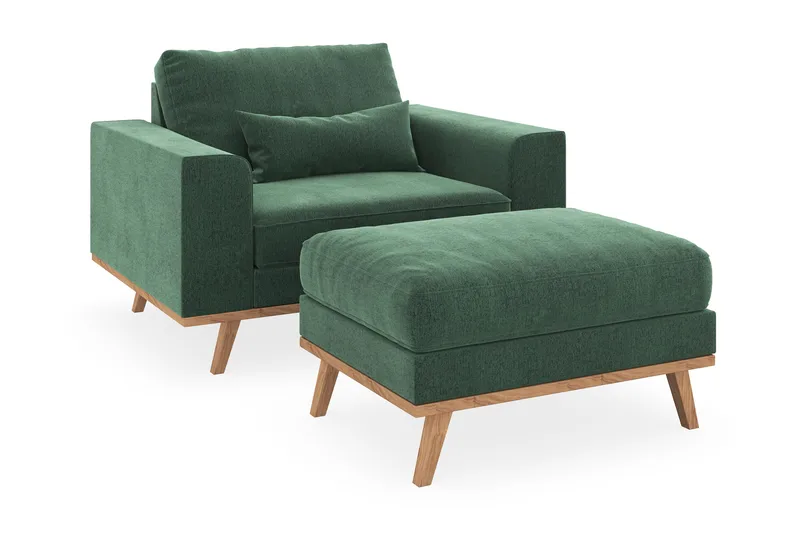 Copenhagen Lenestol med Fotskammel - Mørkegrønn - Møbler - Stoler & lenestoler - Lenestoler - Lenestol med fotskammel