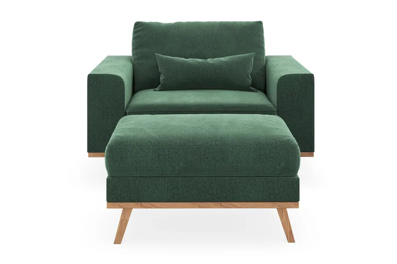 Copenhagen Lenestol med Fotskammel - Mørkegrønn - Møbler - Stoler & lenestoler - Lenestoler - Lenestol med fotskammel