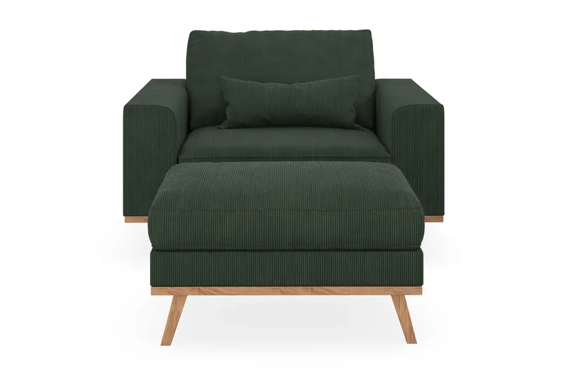 Copenhagen Liggelenestol med fotskammel - Mørkegrønn - Møbler - Stoler & lenestoler - Lenestoler - Lenestol med fotskammel