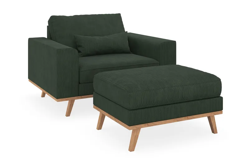 Copenhagen Liggelenestol med fotskammel - Mørkegrønn - Møbler - Stoler & lenestoler - Lenestoler - Lenestol med fotskammel