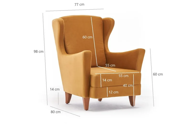 Edgara Lenestol - Fløyel/Guld/Natur - Møbler - Stoler & lenestoler - Lenestoler