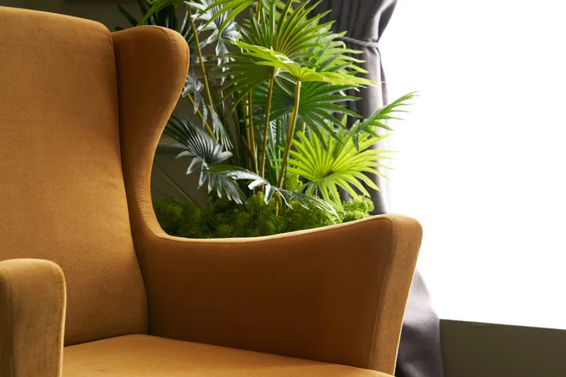 Edgara Lenestol - Fløyel/Guld/Natur - Møbler - Stoler & lenestoler - Lenestoler