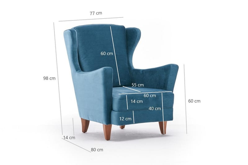 Edgara Lenestol - Fløyel/Turkis/Natur - Møbler - Stoler & lenestoler - Lenestoler
