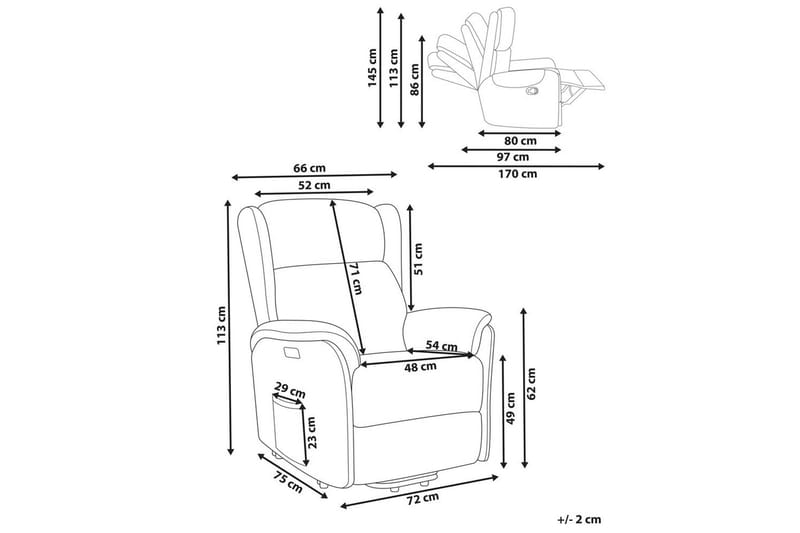 Elektrisk reclinerstol Elegy - Hvit - Møbler - Stoler & lenestoler - Lenestoler - Recliner & kinostol