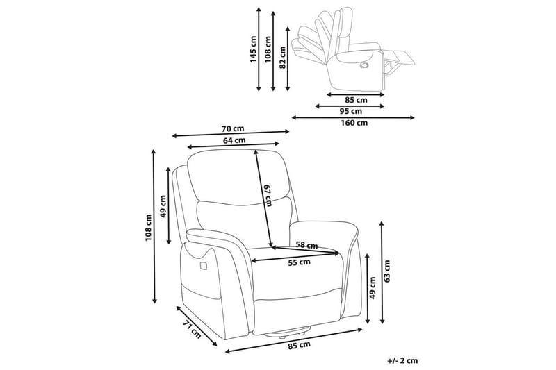 Elektrisk reclinerstol Glorie Grå - Grå - Møbler - Stoler & lenestoler - Lenestoler - Massasjestol