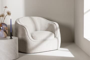 Elio Moderne Rund Lenestol i Stoff - Lys Beige - Møbler - Stoler & lenestoler - Lenestoler
