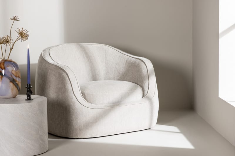Elio Moderne Rund Lenestol i Stoff - Lys Beige - Møbler - Stoler & lenestoler - Lenestoler