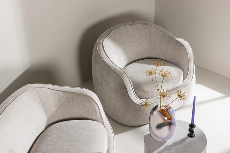 Elio Moderne Rund Lenestol i Stoff - Lys Beige - Møbler - Stoler & lenestoler - Lenestoler