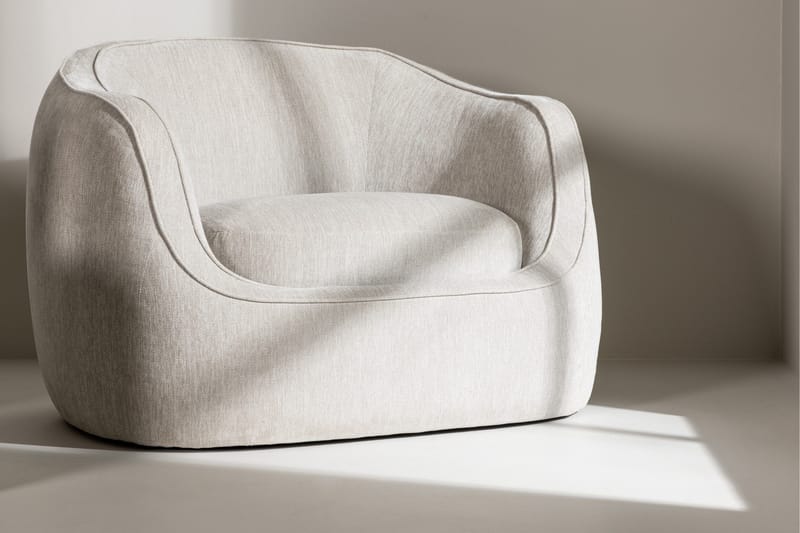 Elio Moderne Rund Lenestol i Stoff - Lys Beige - Møbler - Stoler & lenestoler - Lenestoler