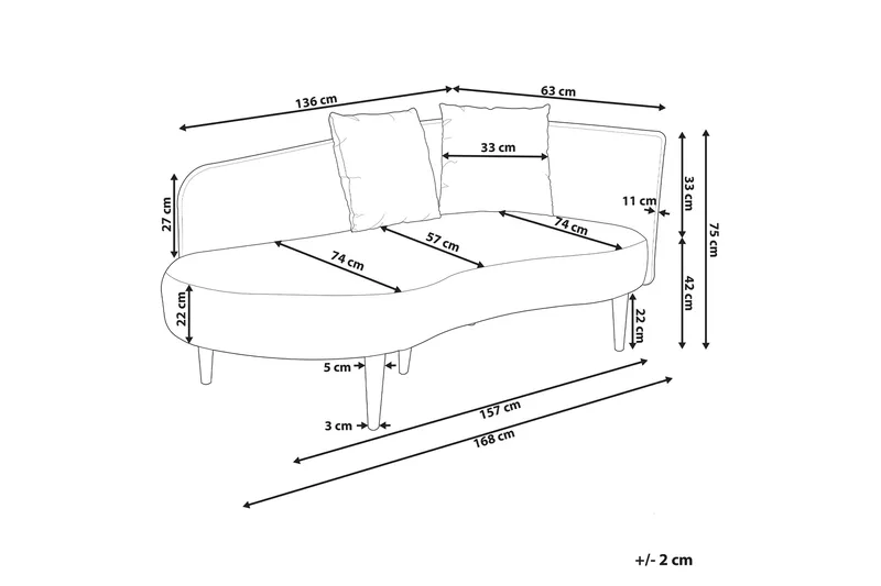 Gabriell Sjeselong 168 cm Høyre - Beige - Møbler - Stoler & lenestoler - Lenestoler - Sjeselonglenestol & divanlenestol