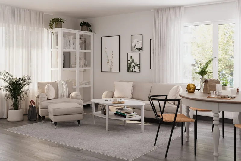 Howard Classic Lenestol med Fotskammel - Beige - Møbler - Stoler & lenestoler - Lenestoler - Lenestol med fotskammel