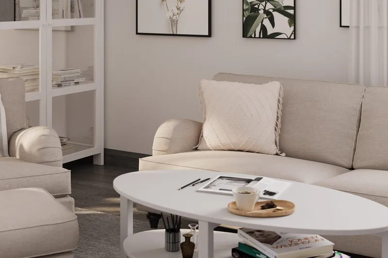 Howard Classic Lenestol med Fotskammel - Beige - Møbler - Stoler & lenestoler - Lenestoler - Lenestol med fotskammel