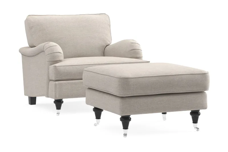 Howard Classic Lenestol med Fotskammel - Beige - Møbler - Stoler & lenestoler - Lenestoler - Lenestol med fotskammel