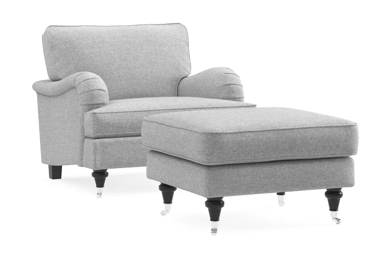 Howard Classic Lenestol med Fotskammel - Grå - Møbler - Stoler & lenestoler - Lenestoler - Lenestol med fotskammel
