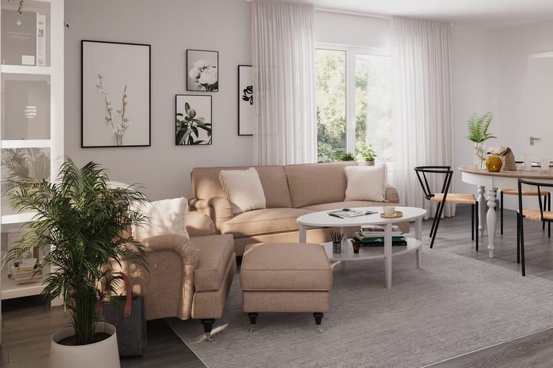 Howard Classic Lenestol med Fotskammel - Mørk beige - Møbler - Stoler & lenestoler - Lenestoler - Lenestol med fotskammel