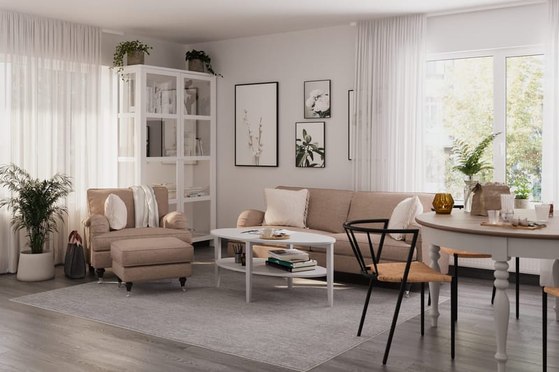 Howard Classic Lenestol med Fotskammel - Mørk beige - Møbler - Stoler & lenestoler - Lenestoler - Lenestol med fotskammel