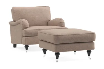 Howard Classic Lenestol med Fotskammel - Mørk beige - Møbler - Stoler & lenestoler - Lenestoler - Lenestol med fotskammel