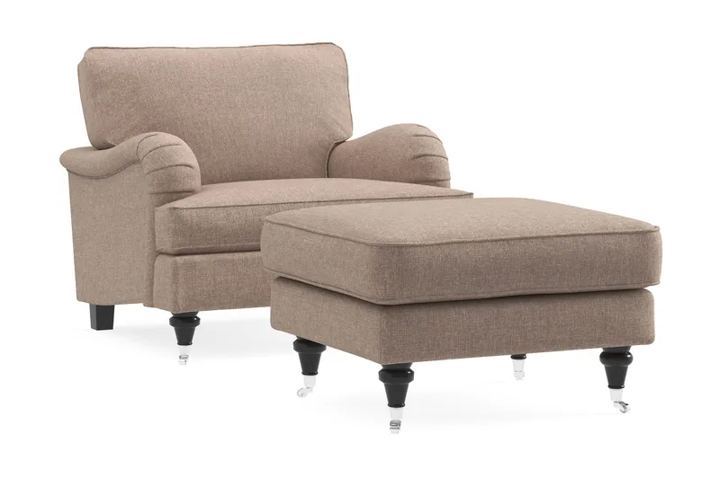 Howard Classic Lenestol med Fotskammel - Mørk beige - Møbler - Stoler & lenestoler - Lenestoler - Lenestol med fotskammel