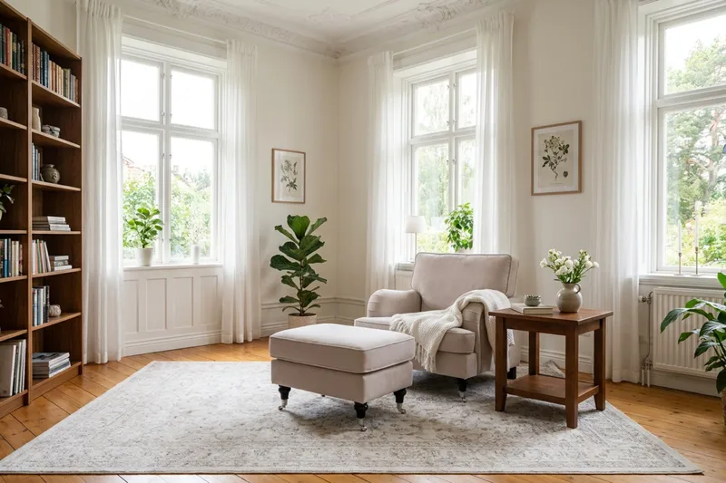 Howard Classic sofagruppe lenestol og fotskammel i fløyel - Beige - Møbler - Stoler & lenestoler - Lenestoler - Howard lenestol