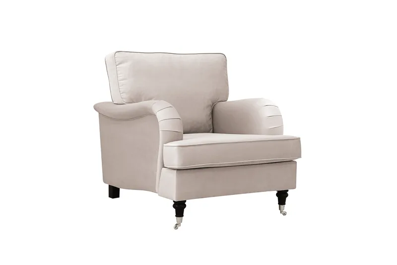 Howard Classic sofagruppe lenestol og fotskammel i fløyel - Beige - Møbler - Stoler & lenestoler - Lenestoler - Howard lenestol