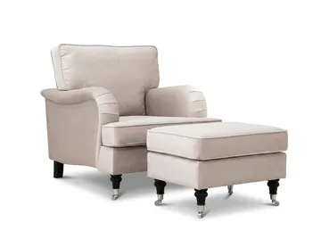 Howard Classic sofagruppe lenestol og fotskammel i fløyel - Beige - Møbler - Stoler & lenestoler - Lenestoler - Howard lenestol